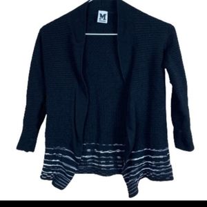 M by Missoni Cropped Cardigan - Size 40 / US 4 - Black, White, Striped, Knit,
